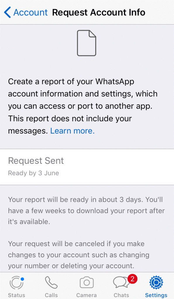 Download WhatsApp Account Information for iPhone-5