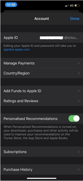 Tap on your Apple ID