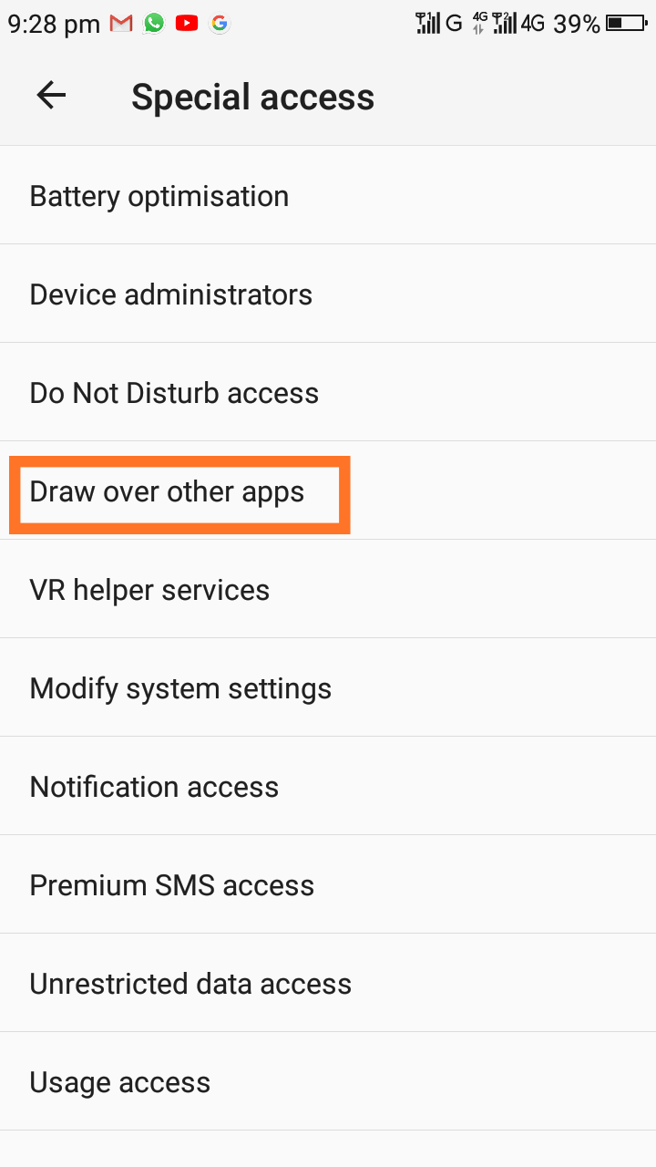 Turn off the Screen Overlay of all the apps-3