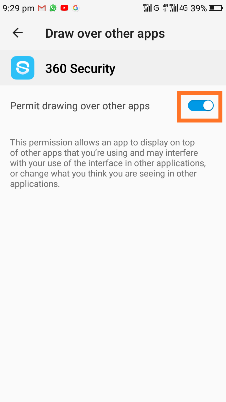 Turn off the Screen Overlay of all the apps-5