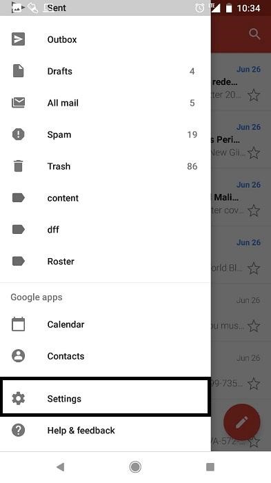 gmail swipe feature settings