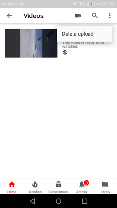 how to delete upload video