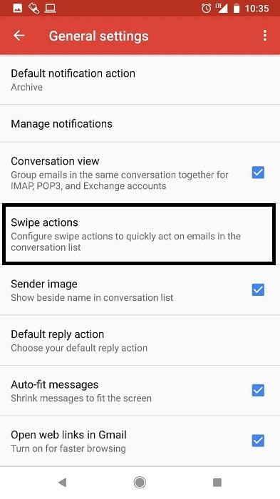 local swipe settings gmail
