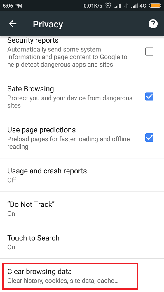Clear Browsing Data -1