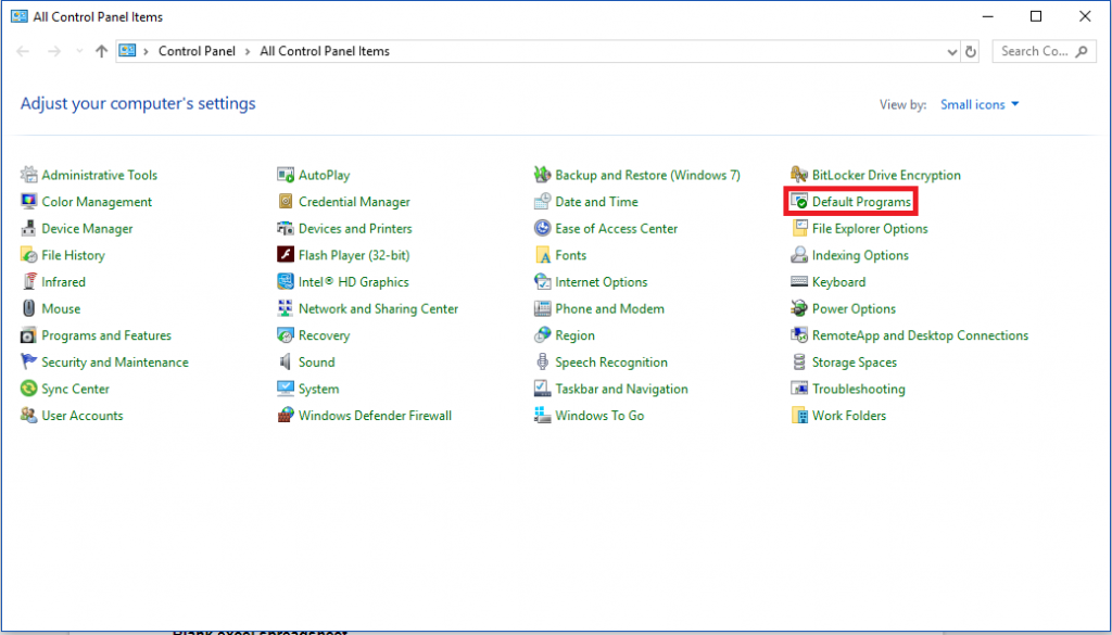 Click Default Programs