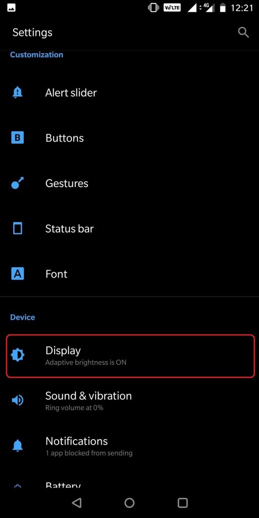 Display settings