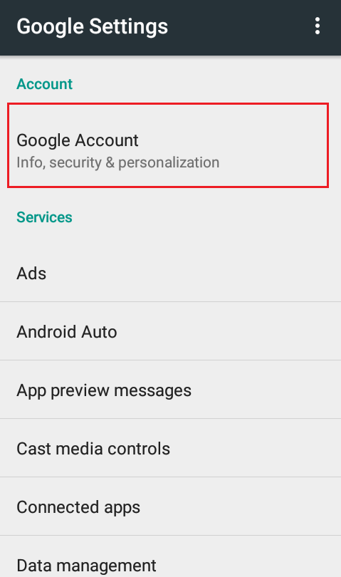 Google account settings