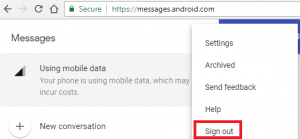 How to Log out of Android Messages App from Your PC