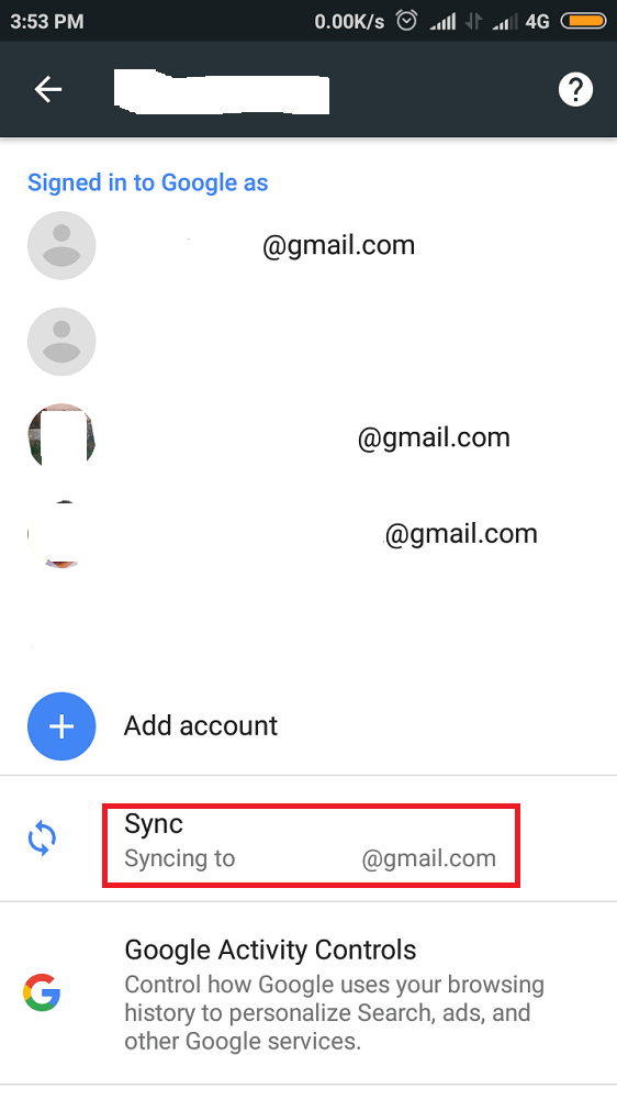 Manage Syncing Options