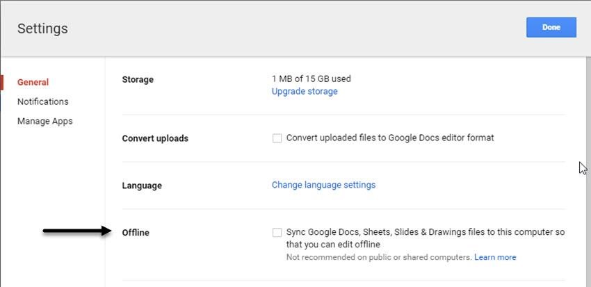 Use Google Drive Offline on chromebook