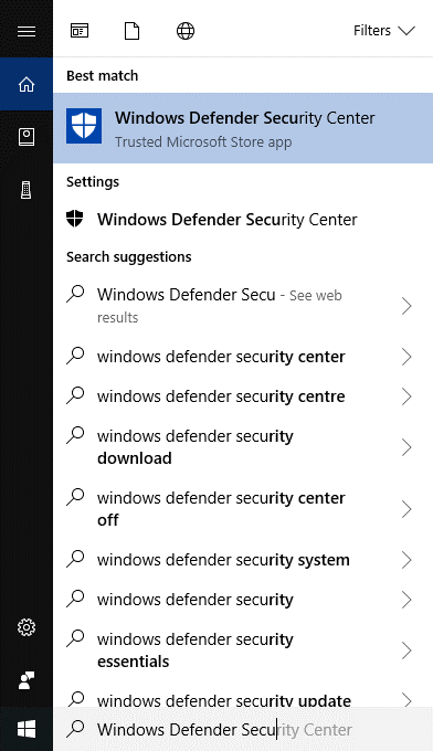 Windows Defender Security Centre