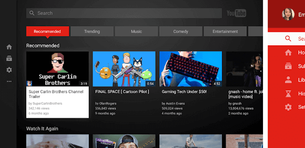 YouTube android tv apps