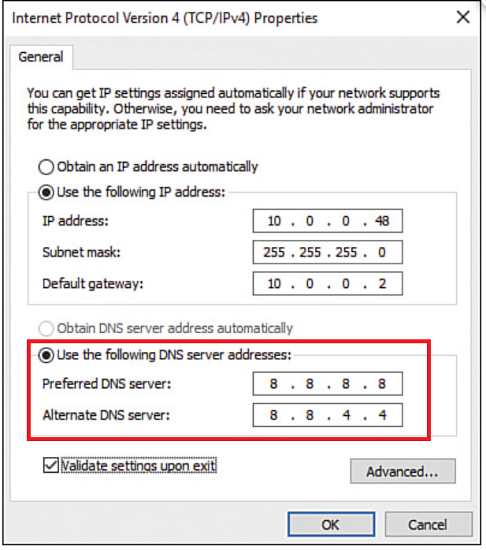 alternation of dns server