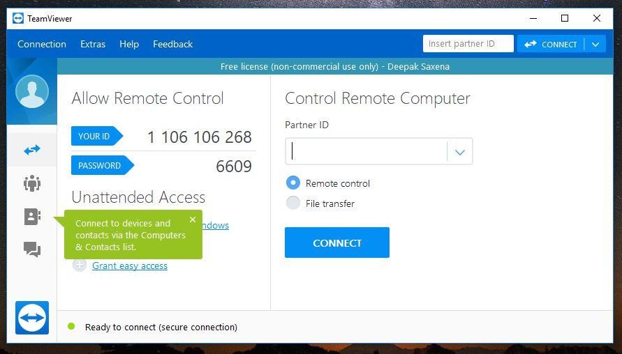 another procedure to access pc remotely