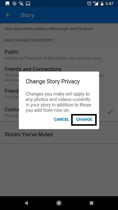 change story privacy