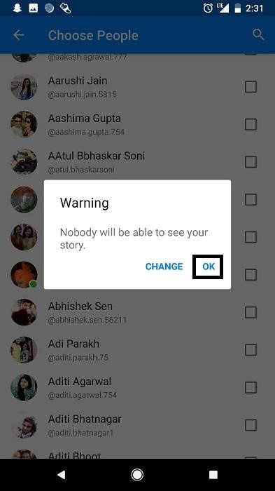 confirm to change story messenger