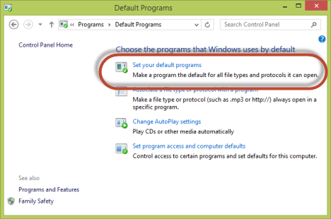 default programs windows 8