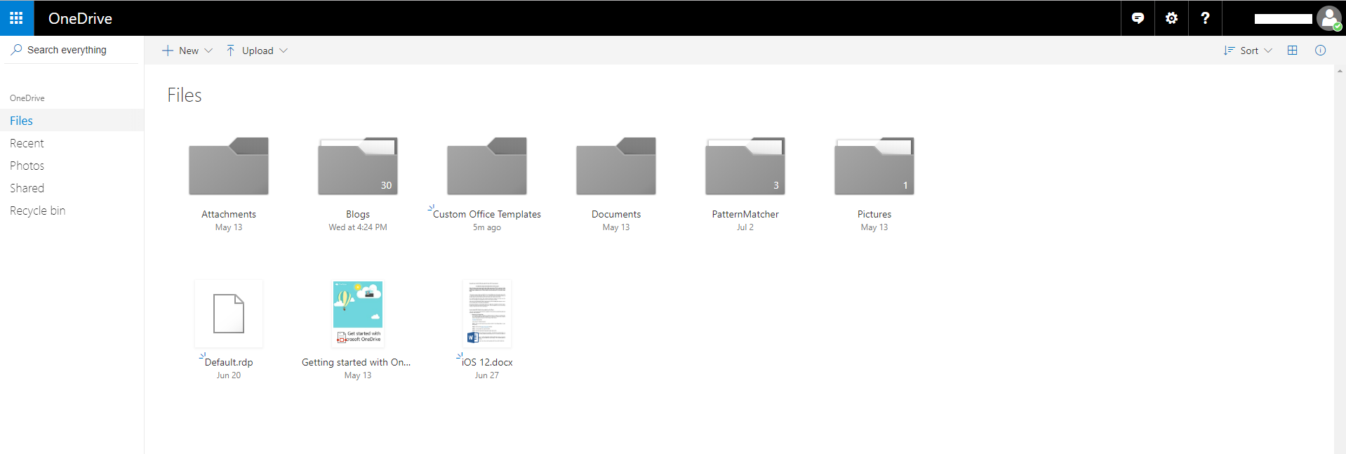 one drive on web app
