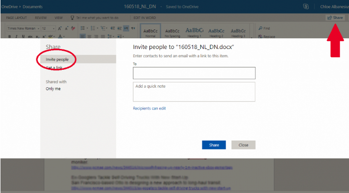 share files on one drive using link
