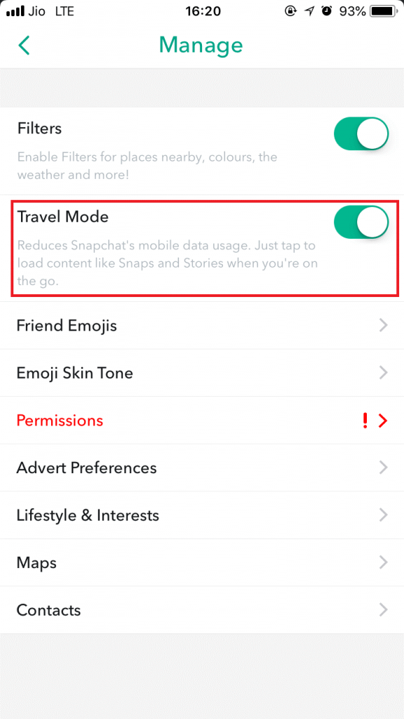save data usage while using snapchat-2
