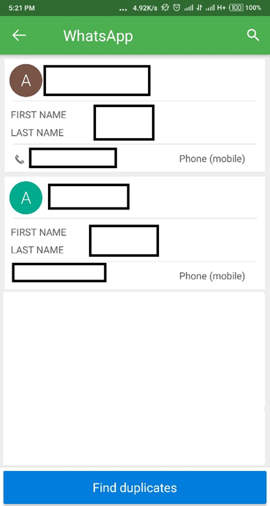 manage duplicate whatsapp contact