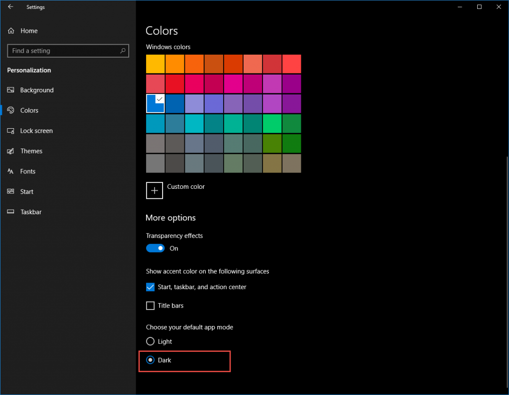 select the darkest color
