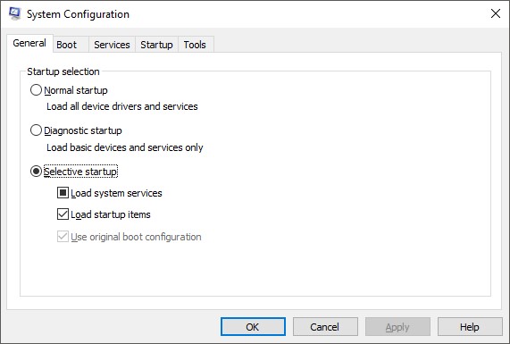Speed up PC with msconfig