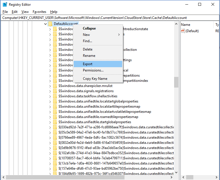 Windows registry editor