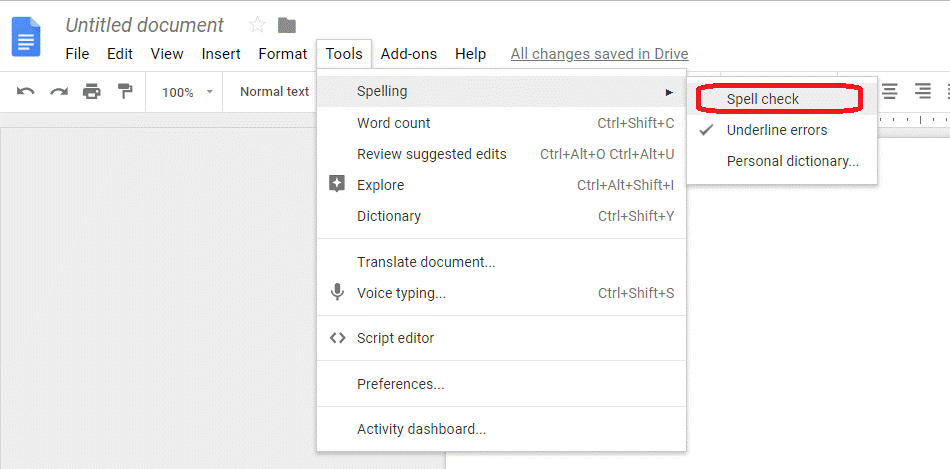How to Enable Spelling and Grammar Checker on Google Docs -2