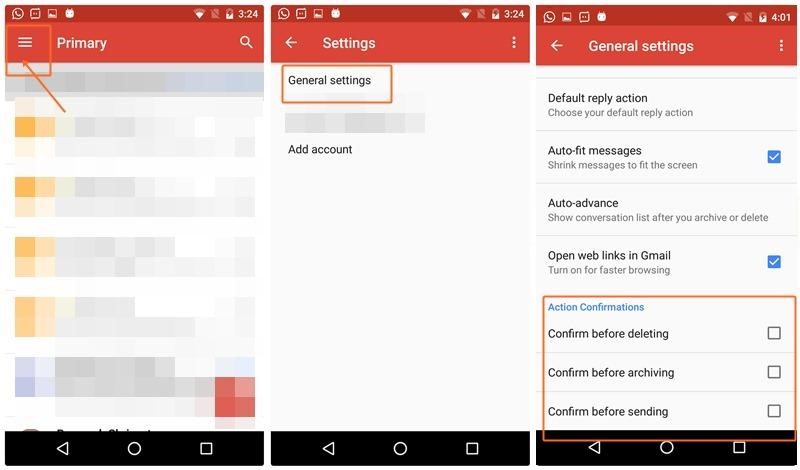 Customize Action Confirmation Settings