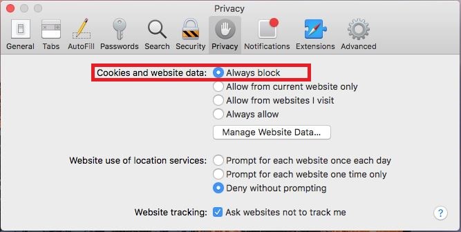 block cookies