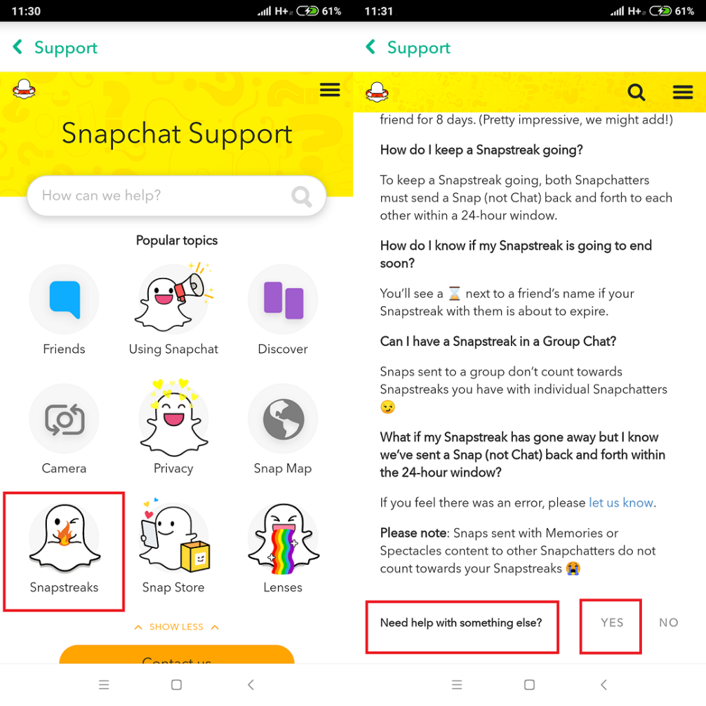 snapchat support streak
