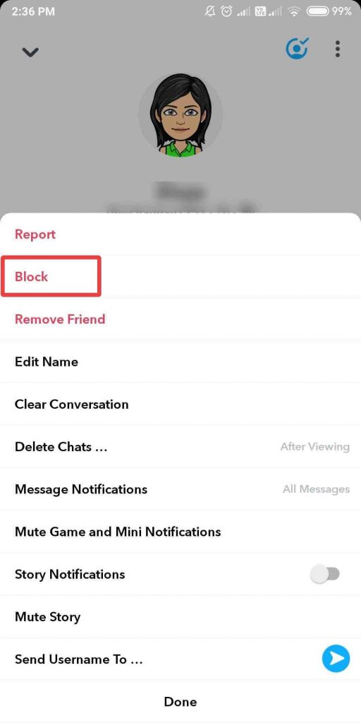 Block to block your friend