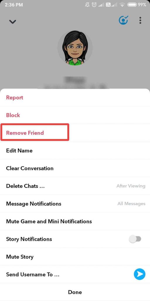 Remove Friend option