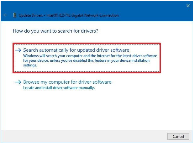 Search automatically for updated driver software