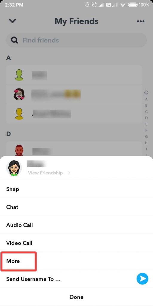 more option in snapchat