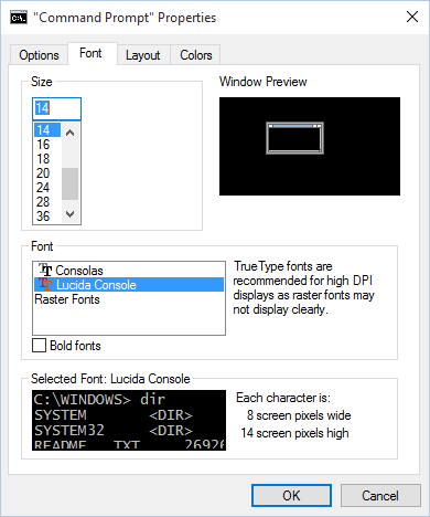 Command Prompt Settings