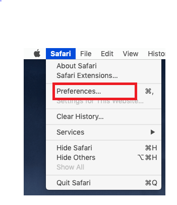 Preferences settings in safari
