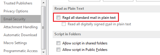Read all standard mail in plain text
