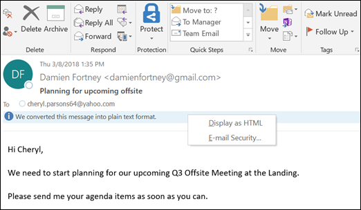 Send a Specific Mail in Plain Text