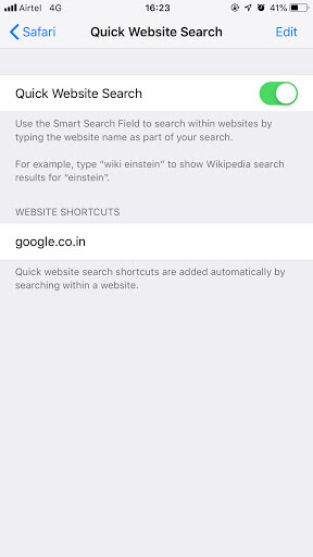 turn off website search