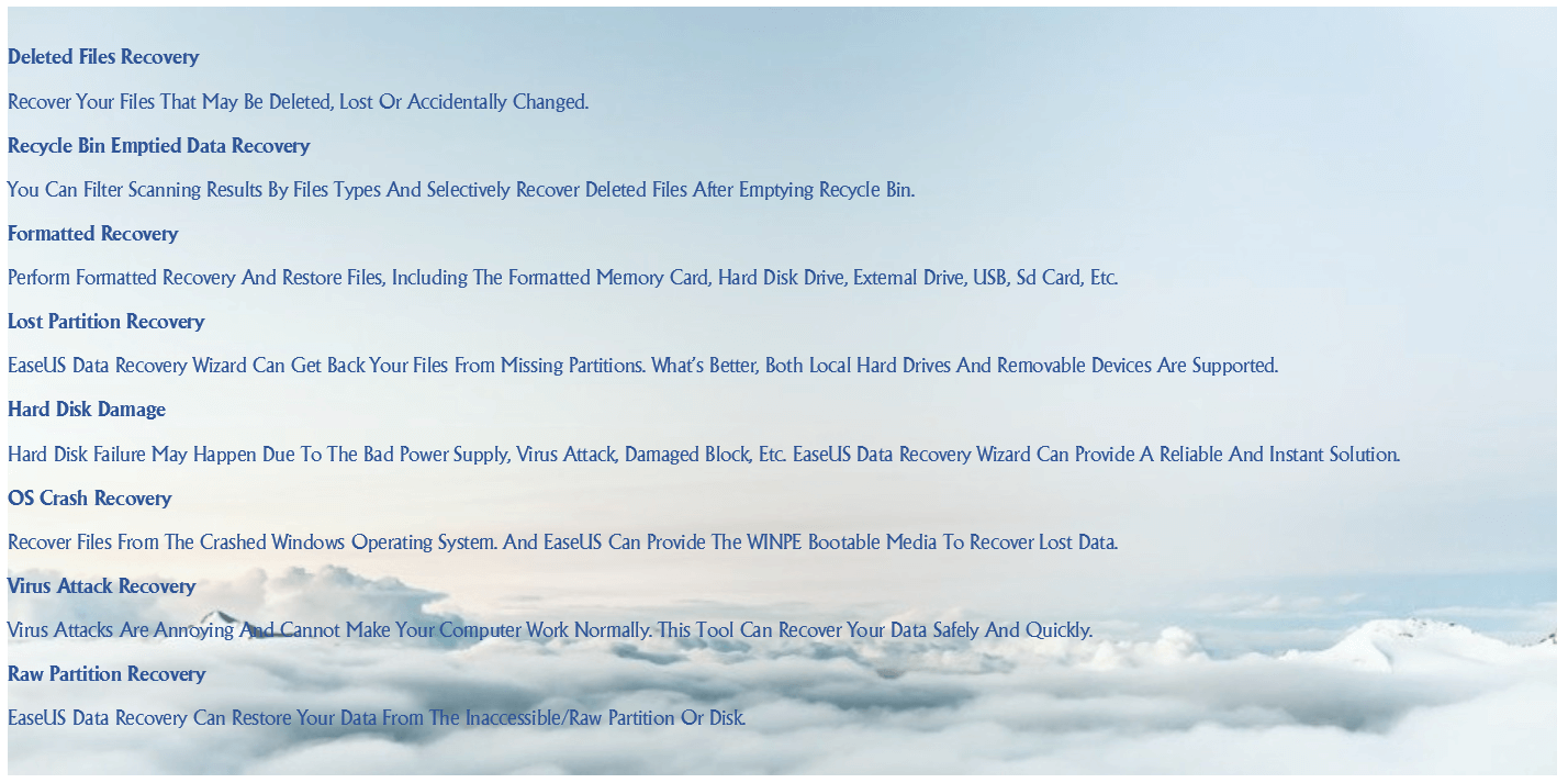 EaseUS Data Recover-features