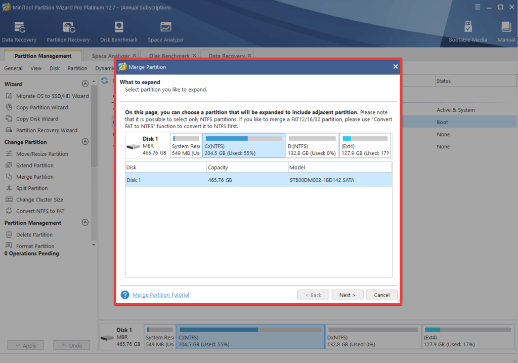 Merge OR Resize Partition