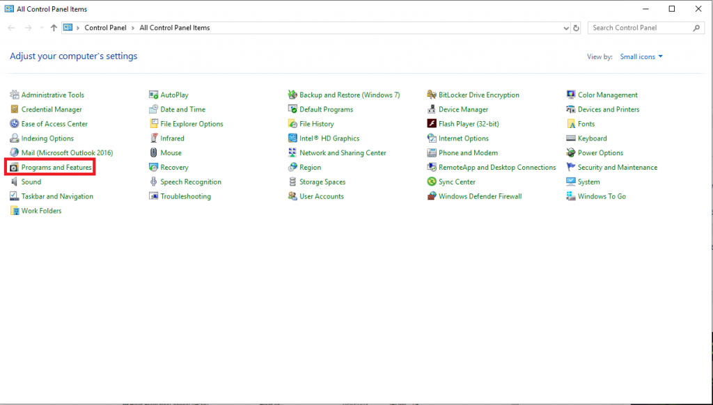 Programs & Features