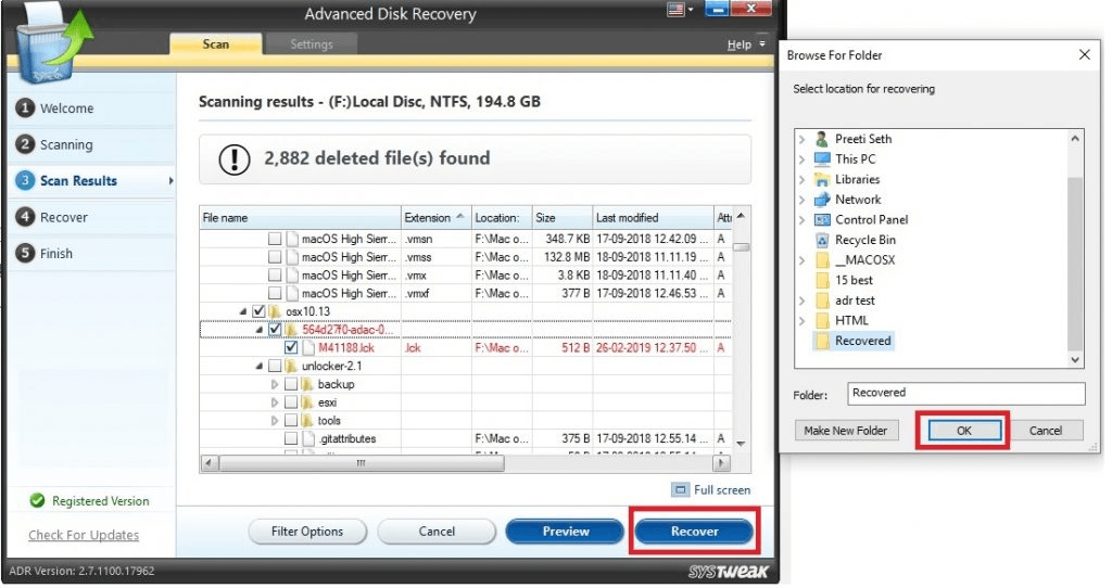 Preview and Recover using video recovery software