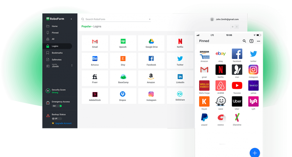 Roboform password storage software