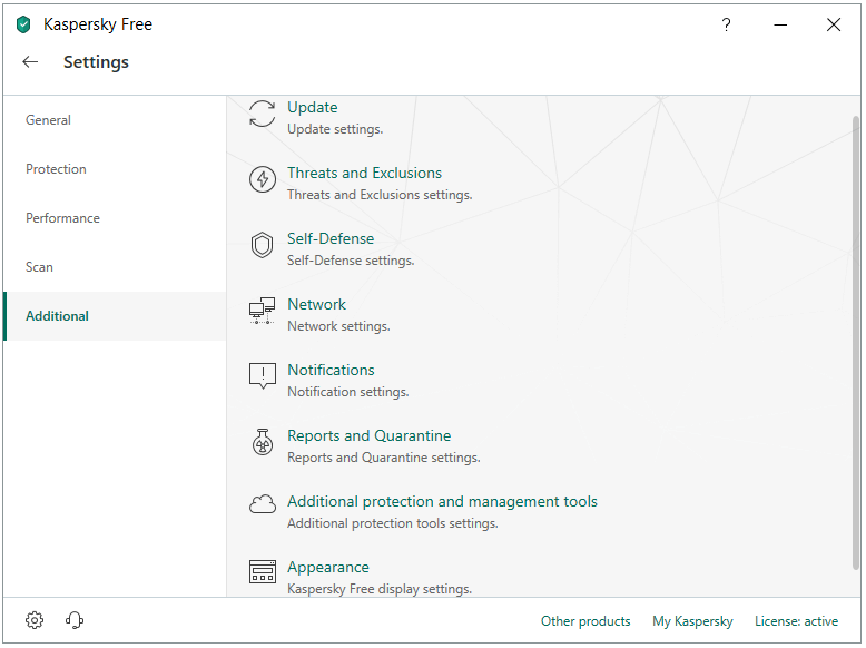 Settings Pan