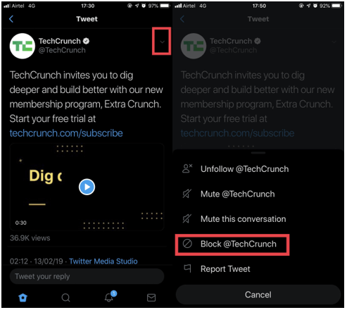 Steps To Block From A Tweet
