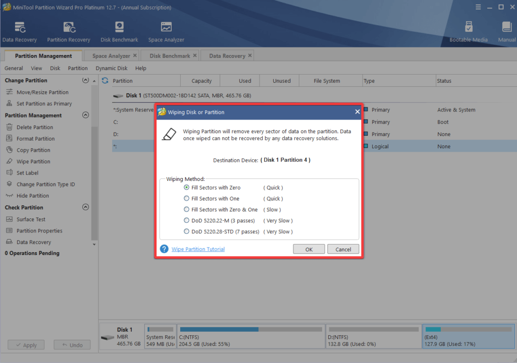 Wipe Disk Partition