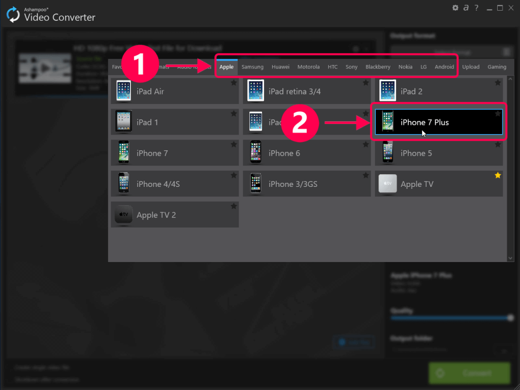 Select Output Format